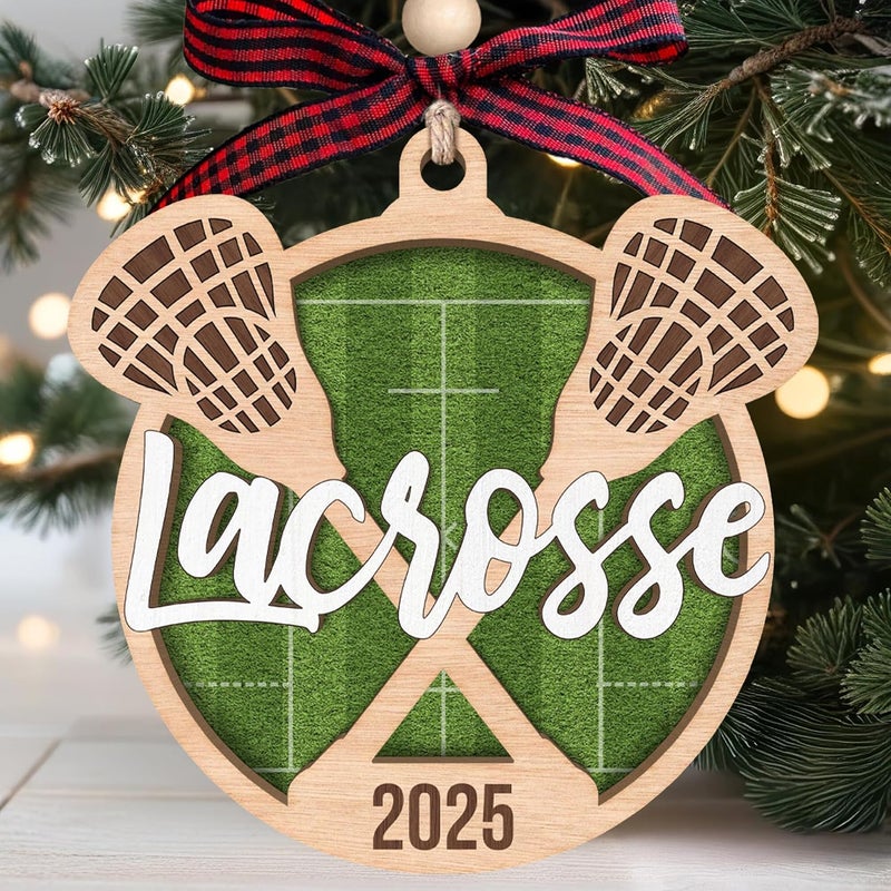 SUCHAGIFT Lacrosse Christmas Ornament - Lacrosse Ornaments for Christmas Tree, Sports Ornaments - Boys Girls Sports Gifts for Lovers - Wood Ornament 2025 - Image 1